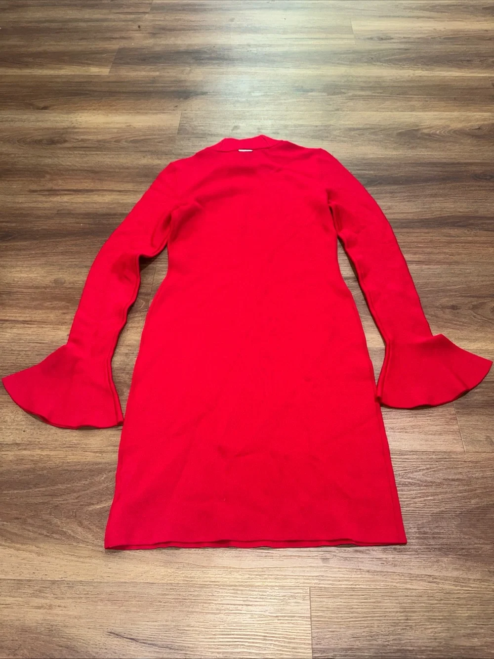 Michael Kors Sweater Dress Women Size Small Red Mock Neck Bell Sleeve